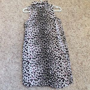 Topshop Leopard Print Midi Dress - Black and Pink